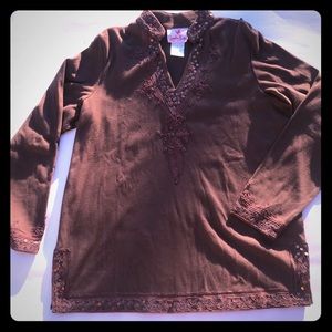 Quacker Factory 100% Cotton Boho Long Sleeves Sz L